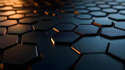 Fototapeta premium Dark Hexagon 3D Abstract Background