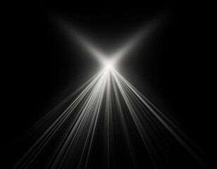 Light Burst Lens Flare Effect Isolated In Solid Black Background