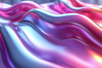 Obraz premium Iridescent holographic wavy metallic fabric.