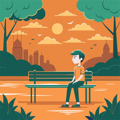 Urban park scene Flat illustration