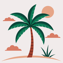 Minimalist tropical palm tree landscape