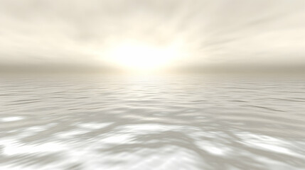 Obraz premium Serene sunrise over calm ocean waters.