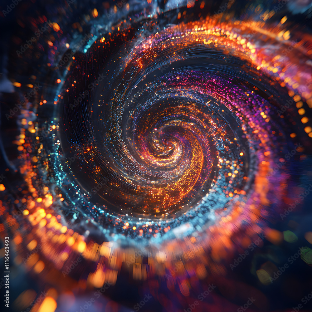 Poster dynamic swirling energy patterns abstract art digital realm vivid colors close-up viewpoint motion c