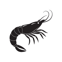 shrimp silhouette, black and white silhouette, vector and illustration, black&nbsp;and&nbsp;white