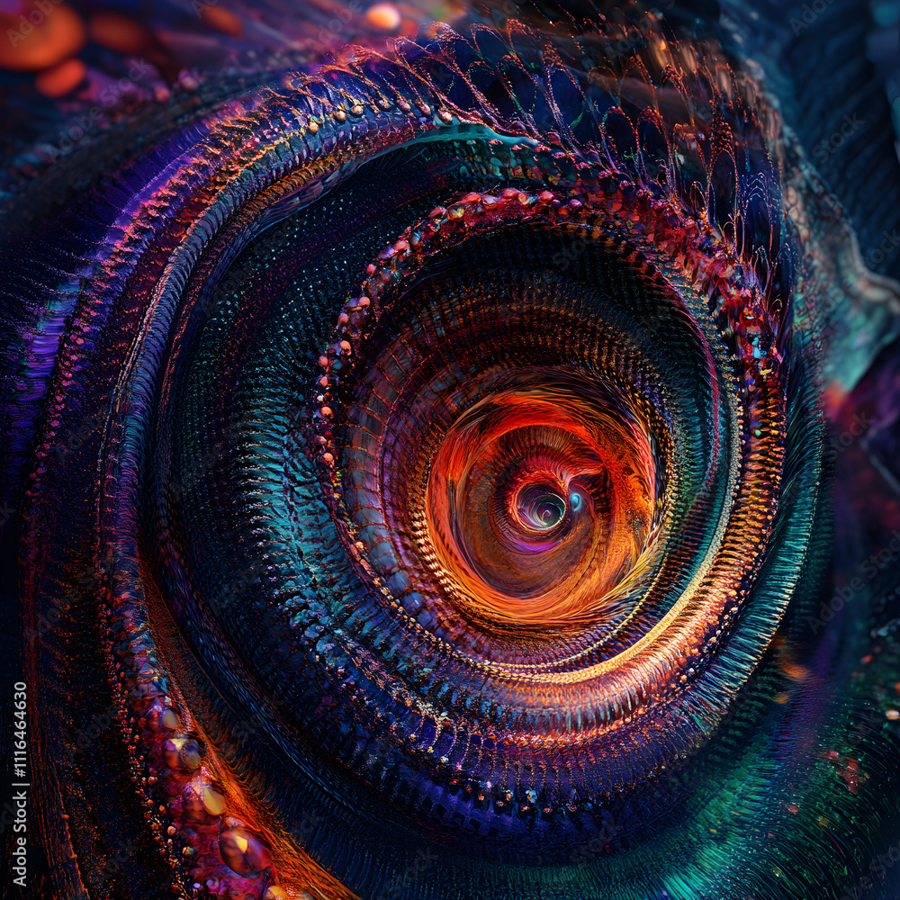 Poster dynamic abstract swirl design digital art creation colorful environment deep perspective visual conc