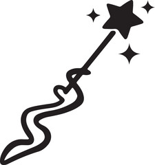 Magic wand with stars Icon silhouette vector style with white background