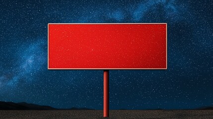 A blank red billboard under a starry night sky, perfect for advertising and promotions.