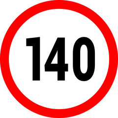 Speed limit icon. Set of red road signs of 10-200 kmh. Circle standard road sign number