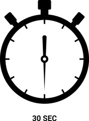 timer stopwatch icon, illustration. Shortest time stopwatch vector icon black and white.