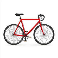 Fototapeta premium A vibrant red bicycle showcasing a sleek, minimalist design against a clean white background.