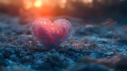 Fototapeta premium Glowing Ice Heart 3D Illustration