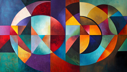 Obraz premium Vibrant abstract art with colorful geometric shapes