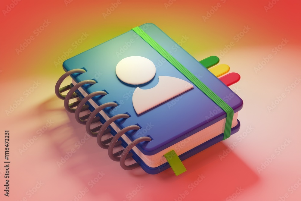 Aufkleber notebook with person icon for contact information or organizer.