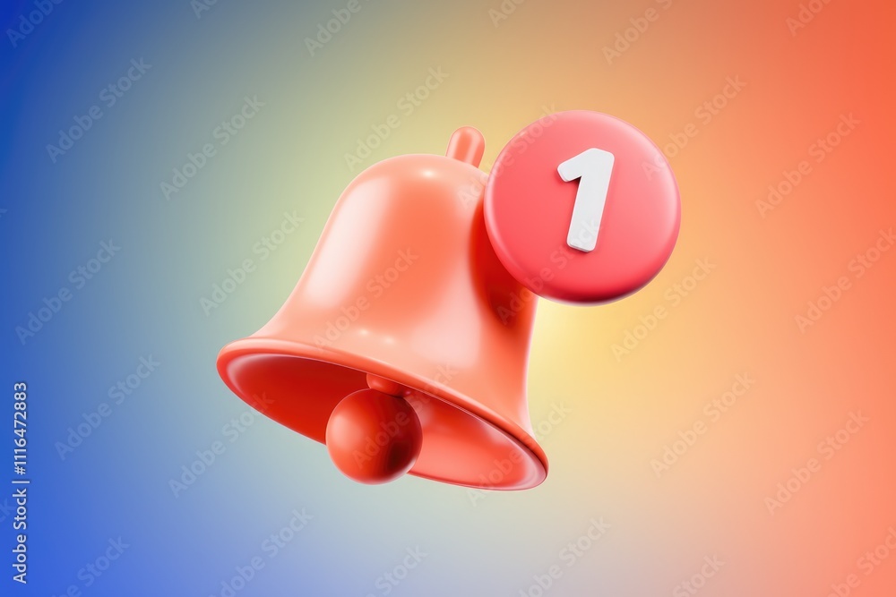 Poster A 3D rendered orange bell with a red notification circle showing one new notification.