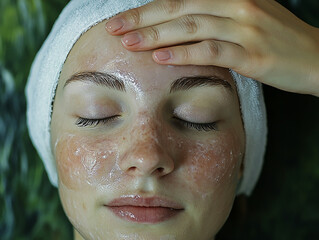 스킨 케어 하는 여자