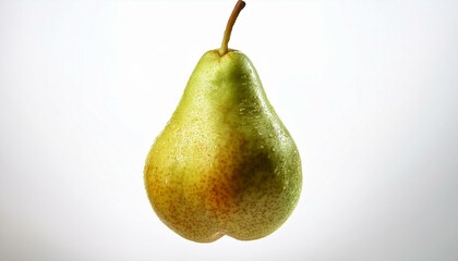 Poire en l&eacute;vitation sur fond blanc