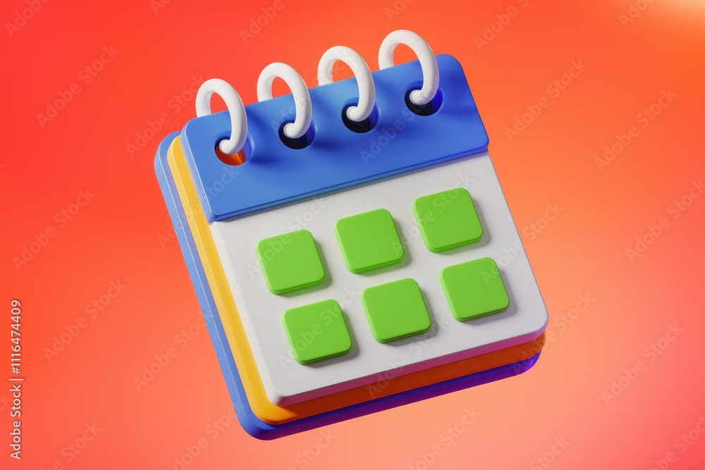 Aufkleber A colorful 3D rendering of a calendar icon  showing dates and events.