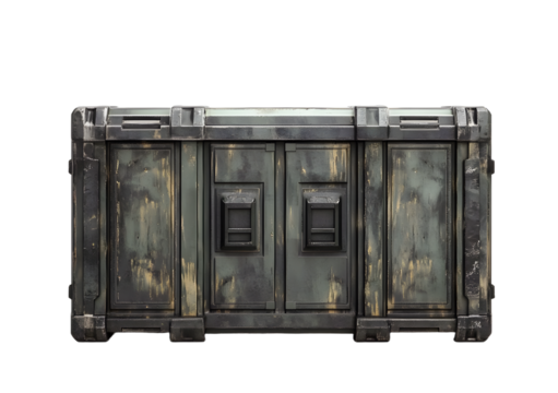 Space-age futuristic sci-fi container isolated on white background. Concept of storage military equipment and games.