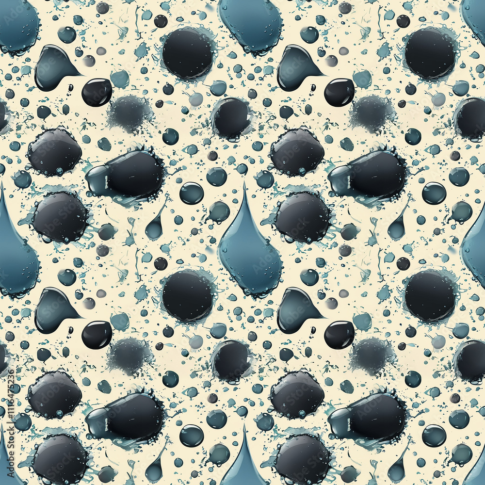 Poster abstract patterns of bubbles and droplets in calming shades of blue and gray
