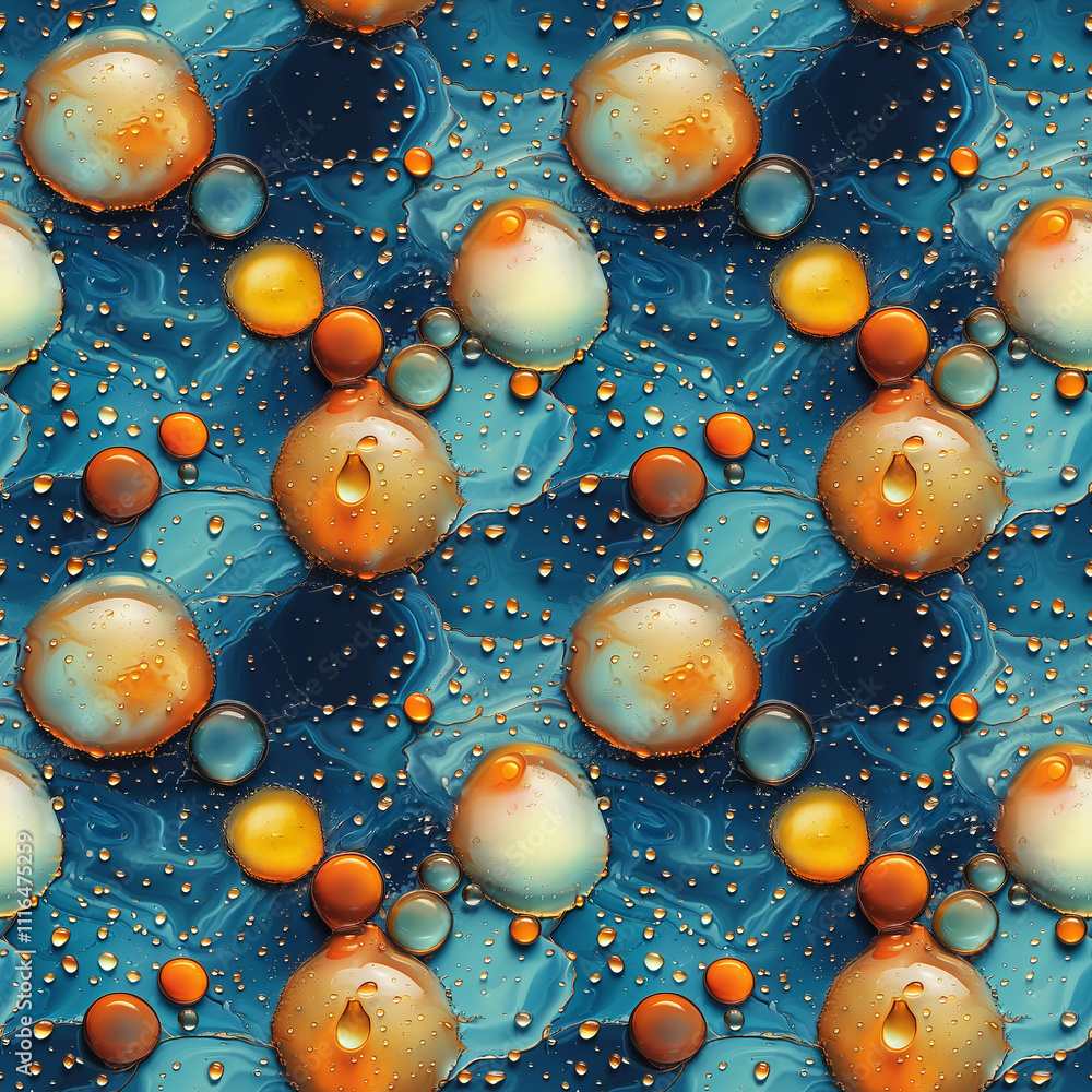 Poster colorful droplets create a mesmerizing abstract pattern on a vibrant surface