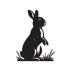 Obraz premium Rabbit on hind legs silhouette vector art black color design and solid white background 