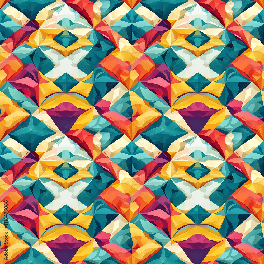 Poster vibrant geometric patterns creating a kaleidoscope of color and form