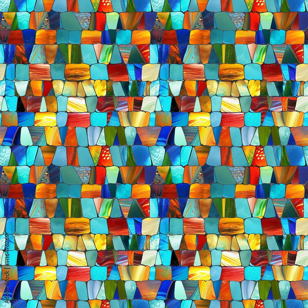 Poster vibrant mosaic tiles create a colorful pattern in abstract art display