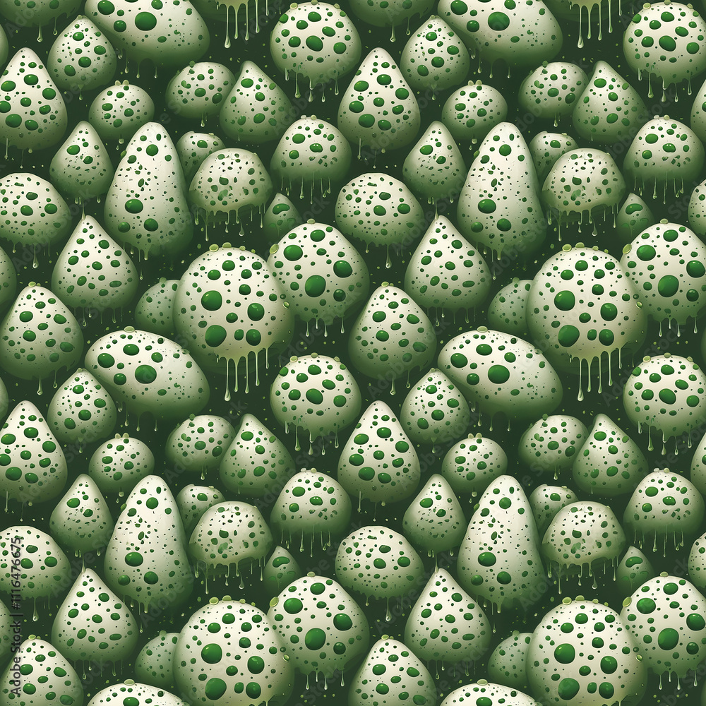Poster unique green textured pattern featuring abstract shapes with droplets and spots