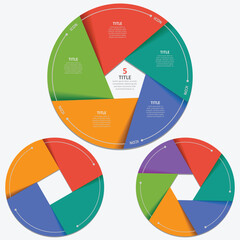 Obraz premium Circle chart infographic template fan style with 4,5,6 options vector image