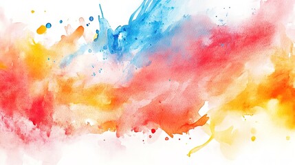 Vibrant watercolor splash in red and blue hues