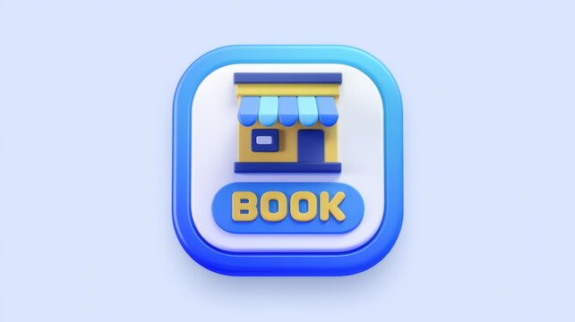 3D rendered app icon depicting a bookable shop or store.