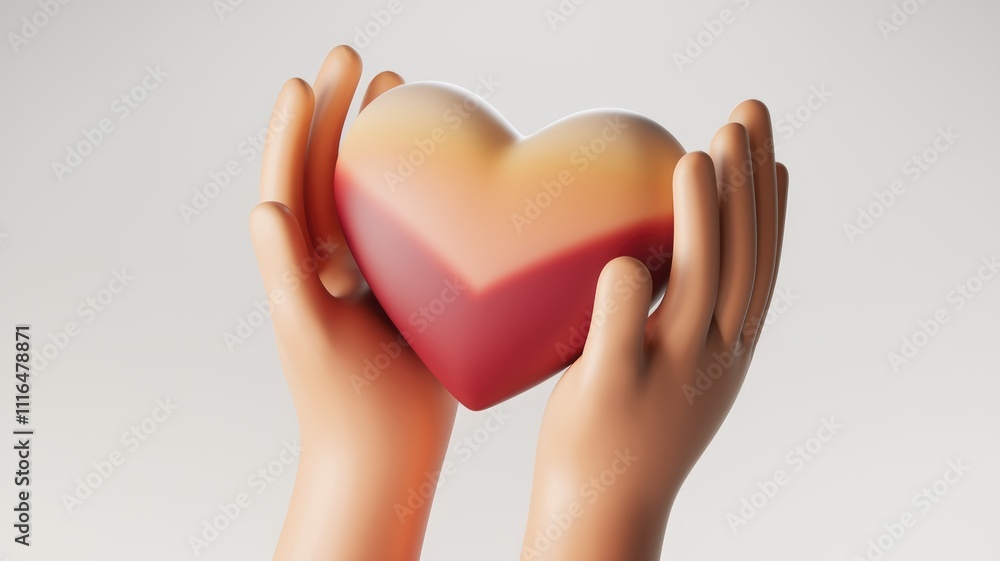 Aufkleber two hands gently hold a heart shaped object symbolizing care and love.