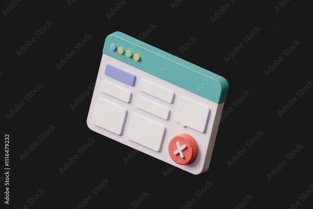 Poster 3D render of a web form with a cancel button  representing online data entry or form submission.