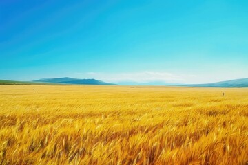 Obraz premium Nature Field. Rural Landscape with Golden Wheat Field on a Sunny Day