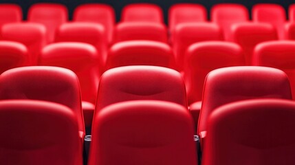 Obraz premium Empty Red Cinema Seats in Theater for Movie and Conference Concept