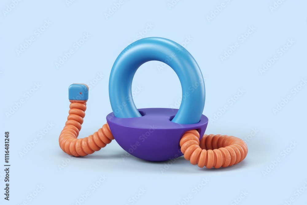 Aufkleber Abstract 3D render of playful  colorful shapes forming a whimsical  interconnected design.