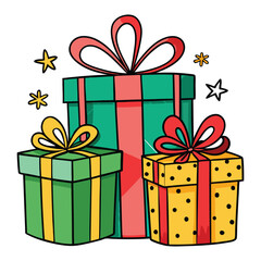 christmas hand drawn gift box bundle vector