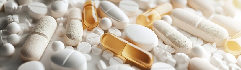 Assortment of Lightweight Pharmaceutical Products in Beige and Gray Tones