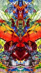 Fototapeta premium Abstract art background . Hand painting artwork on canvas .