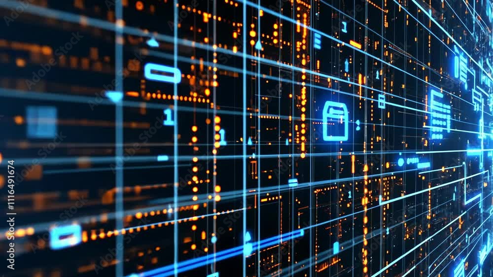 Poster futuristic digital network data flow technology connectivity cyberspace abstract background