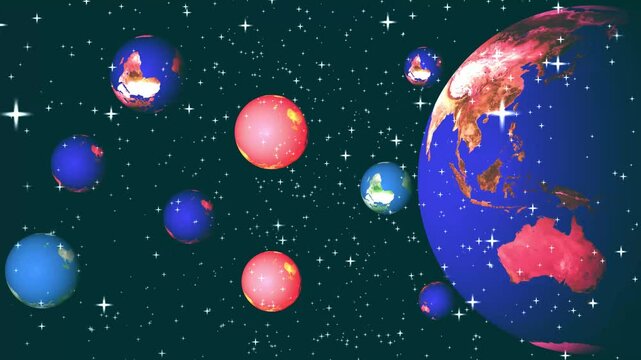 Abstract glowing full world texture ster background animation on 4k video.