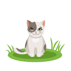 Cute cat vector, icon vector illustration, cat silhouette on white background, eps, png, cat vector. Cat print. Cute kitten.