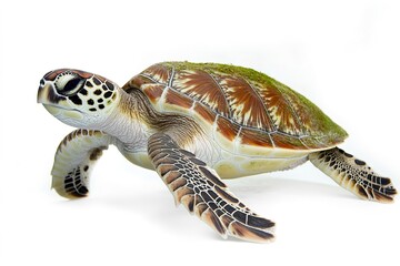 Obraz premium Vibrant sea turtle on white, details in patterns