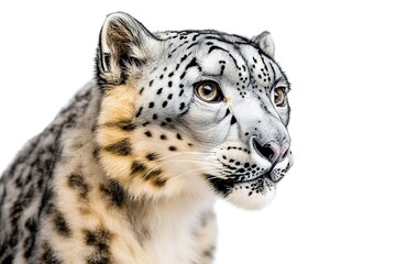 Naklejka premium Close-up of snow leopard's face with piercing eyes