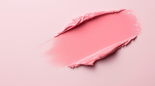 A minimalistic a pink makeup swatch for lipcream, close up swotch, texture