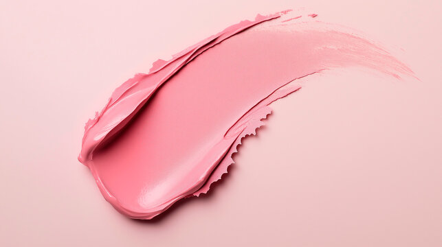 A minimalistic a pink makeup swatch for lipcream, close up swotch, texture