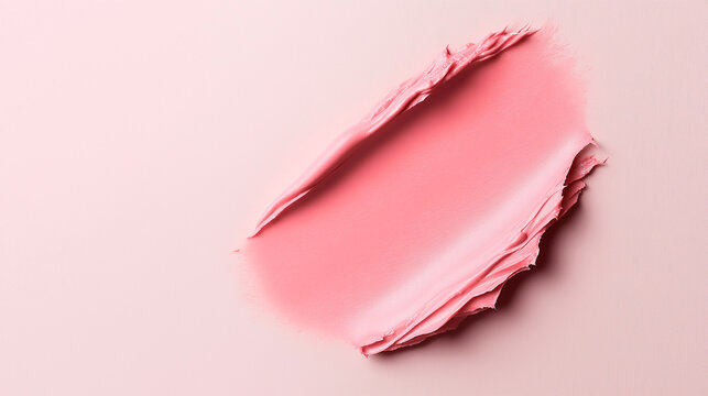 A minimalistic a pink makeup swatch for lipcream, close up swotch, texture