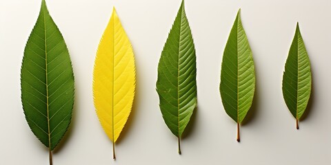 green leaves isolated on white background