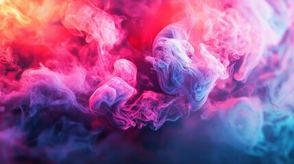 Fototapeta premium Abstract vibrant pink and blue smoke on dark background