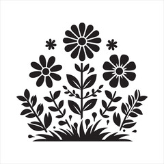 Fototapeta premium A vector silhouette image of a flowers icon with a white background